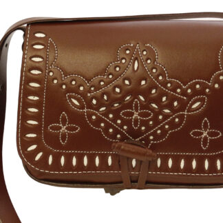 Bolso/Riñonera Picao Tres Flores, Cairel - 20.5x15x6cm - Marrón