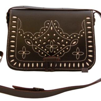 Bolso/Riñonera Picao Tres Flores - 20,5x15x6cm - Marrón chocolate