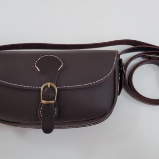 Funrey Bolso de piel liso pequeño, convertible en riñonera con cierre de hebilla – 21x13x5cm – Marrón chocolate