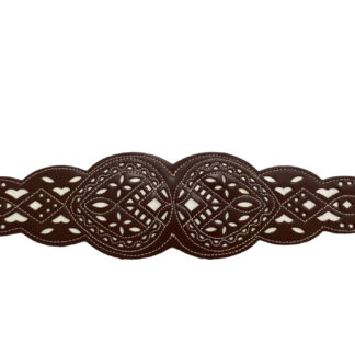 Cinturón Fajín de Piel Calada – Marrón Chocolate y Blanco Artesanal