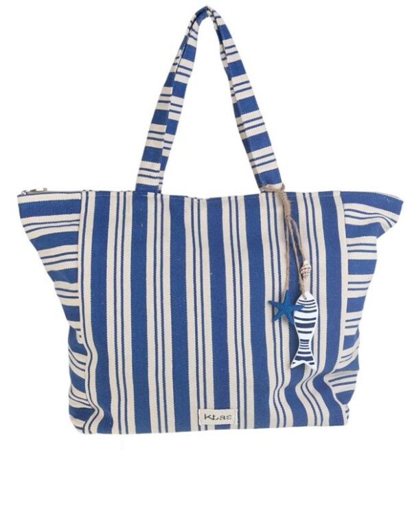 BOLSO PLAYA LONA, CON CREMALLERA, COLOR AZUL