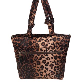 TOTE NYLON, CON CREMALLERA, COLOR MARRON