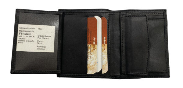 Funrey Cartera de Piel Billetera y Monedero - 6 Tarjetas - Negro - Imagen 4