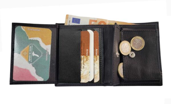 Funrey Cartera de Piel Billetera y Monedero - 6 Tarjetas - Negro - Imagen 6
