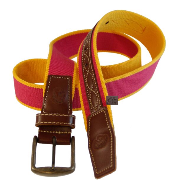 Cinturón Elástico Piel Para Hombres - 104x3.5x1cm- Rojo & amarillo - Imagen 2