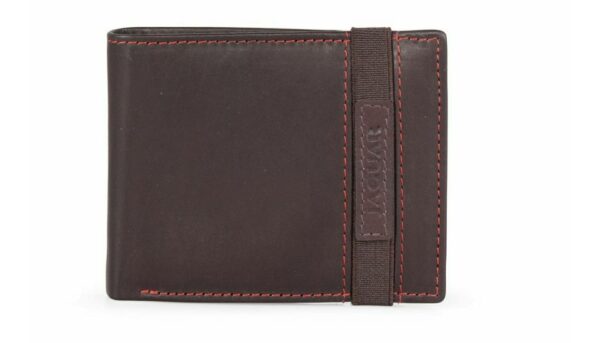 CARTERA JAGUAR CON ELÁSTICO, DETALLES DE Y TARJETERO PIEL