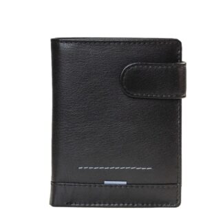 CARTERA  CON CORREILLA, DETALLES AZULES Y TARJETERO PIEL