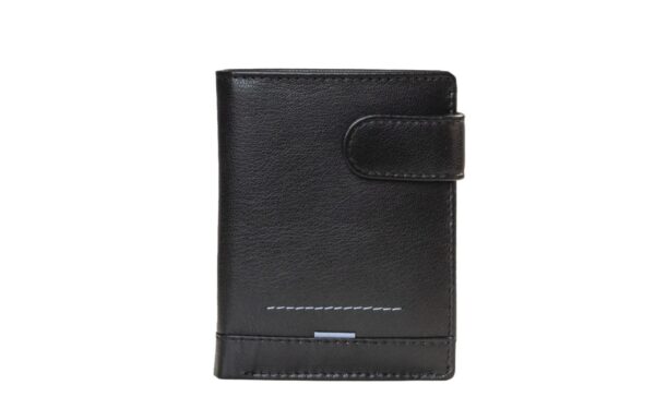 CARTERA  CON CORREILLA, DETALLES AZULES Y TARJETERO PIEL