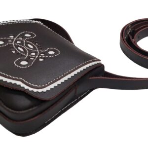 Funrey Bolso de piel pequeño Bordado con motivos de Ubrique convertible riñonera de 13x11cms - Marrón chocolate