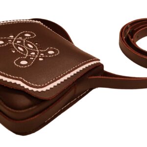 Funrey Bolso de piel pequeño Bordado con motivos de Ubrique convertible riñonera de 13x11cms - Marrón