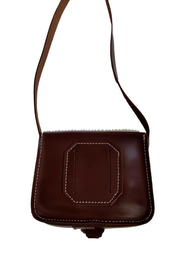 Funrey Bolso de piel pequeño Bordado con motivos de Ubrique convertible riñonera de 13x11cms - Marrón chocolate - Imagen 3