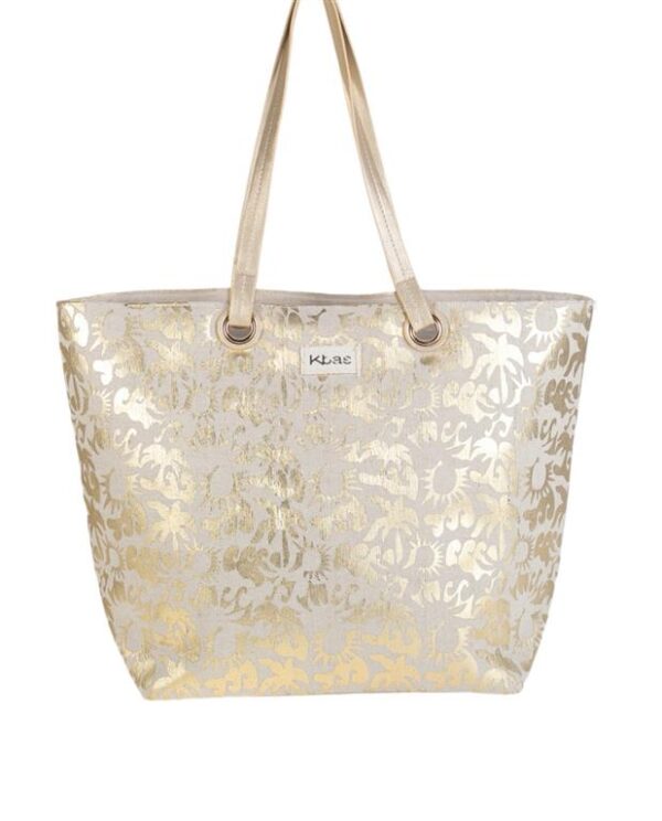 BOLSO PLAYA LONA, CON CREMALLERA, COLOR ORO - Imagen 3