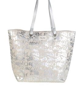 BOLSO PLAYA LONA, CON CREMALLERA, COLOR PLATA