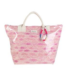 BOLSO PLAYA LONA PLASTIFICADA, CON CREMALLERA, COLOR ROSA