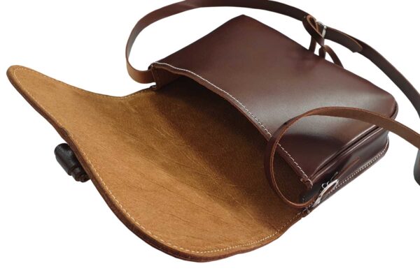 Funrey Bolso rociero de piel de Ubrique marrón convertible con cinturón - Imagen 3