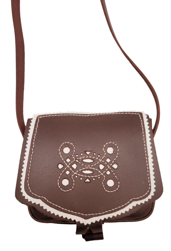 Funrey Bolso de piel pequeño Bordado con motivos de Ubrique convertible riñonera de 13x11cms - Marrón - Imagen 2