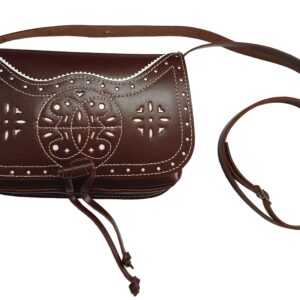 Funrey Bolso rociero de piel de Ubrique marrón convertible con cinturón
