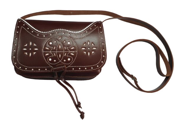 Funrey Bolso rociero de piel de Ubrique marrón convertible con cinturón