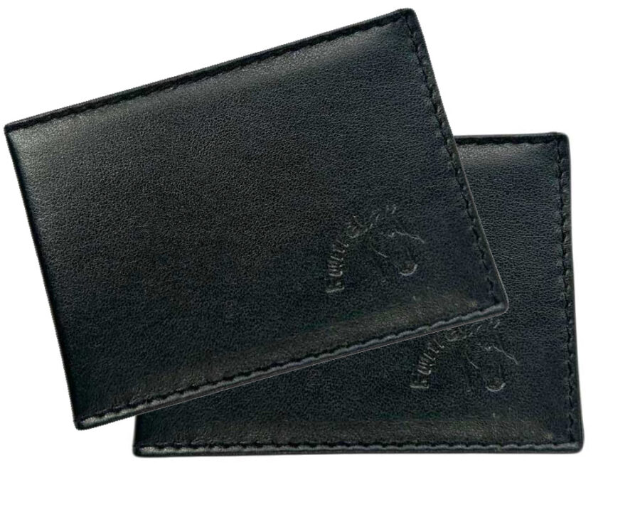 Dos Funrey Cartera Portaplaca en Piel - Muy Fina y pequeña para la Tarjeta y Placa de 9,5x7 cms. en Piel Color Negro