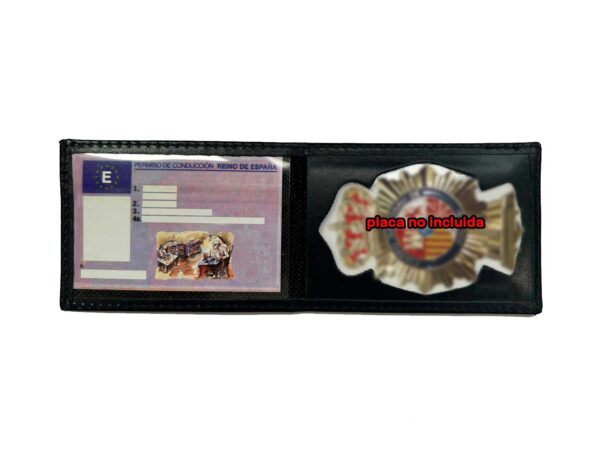 Funrey  Cartera Portaplaca en Piel - Muy Fina y pequeña para la Tarjeta y Placa de 9,5x7 cms. en Piel Color Negro - Imagen 3