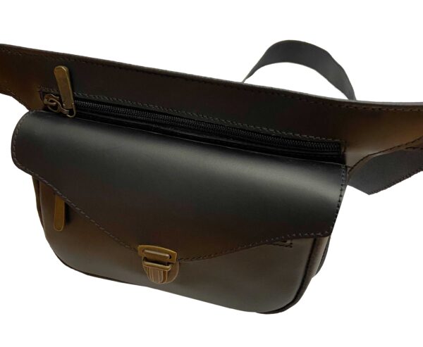 Funrey Bolso Riñonera de piel de Ubrique Negro. Medidas 19.5x10.5x5cm - Imagen 3
