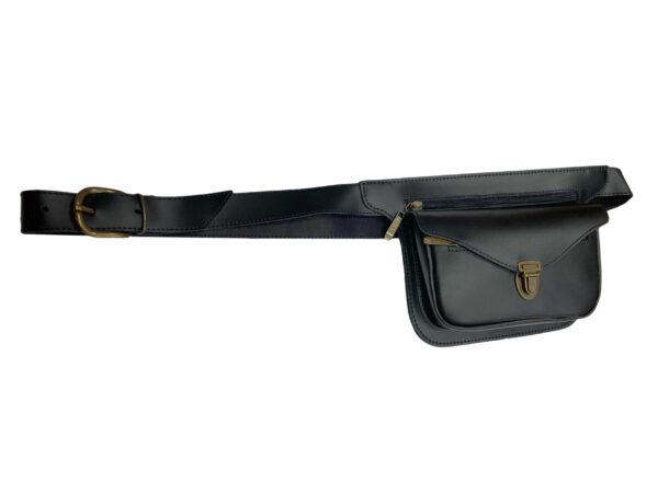 Funrey Bolso Riñonera de piel de Ubrique Negro. Medidas 19.5x10.5x5cm - Imagen 7