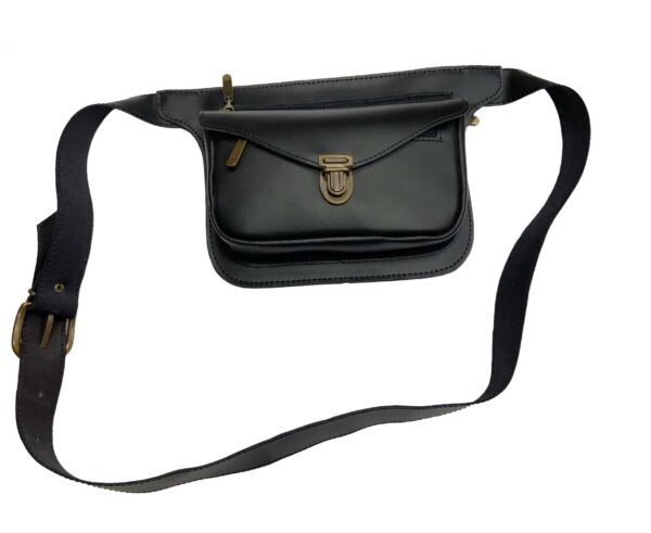 Funrey Bolso Riñonera de piel de Ubrique Negro. Medidas 19.5x10.5x5cm