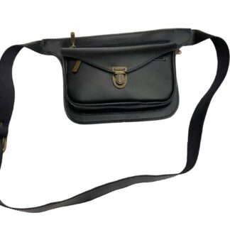 Funrey Bolso Riñonera de piel de Ubrique Negro. Medidas 19.5x10.5x5cm