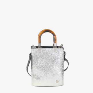 Bolso mano cocktail acrak Plata con asa Carey