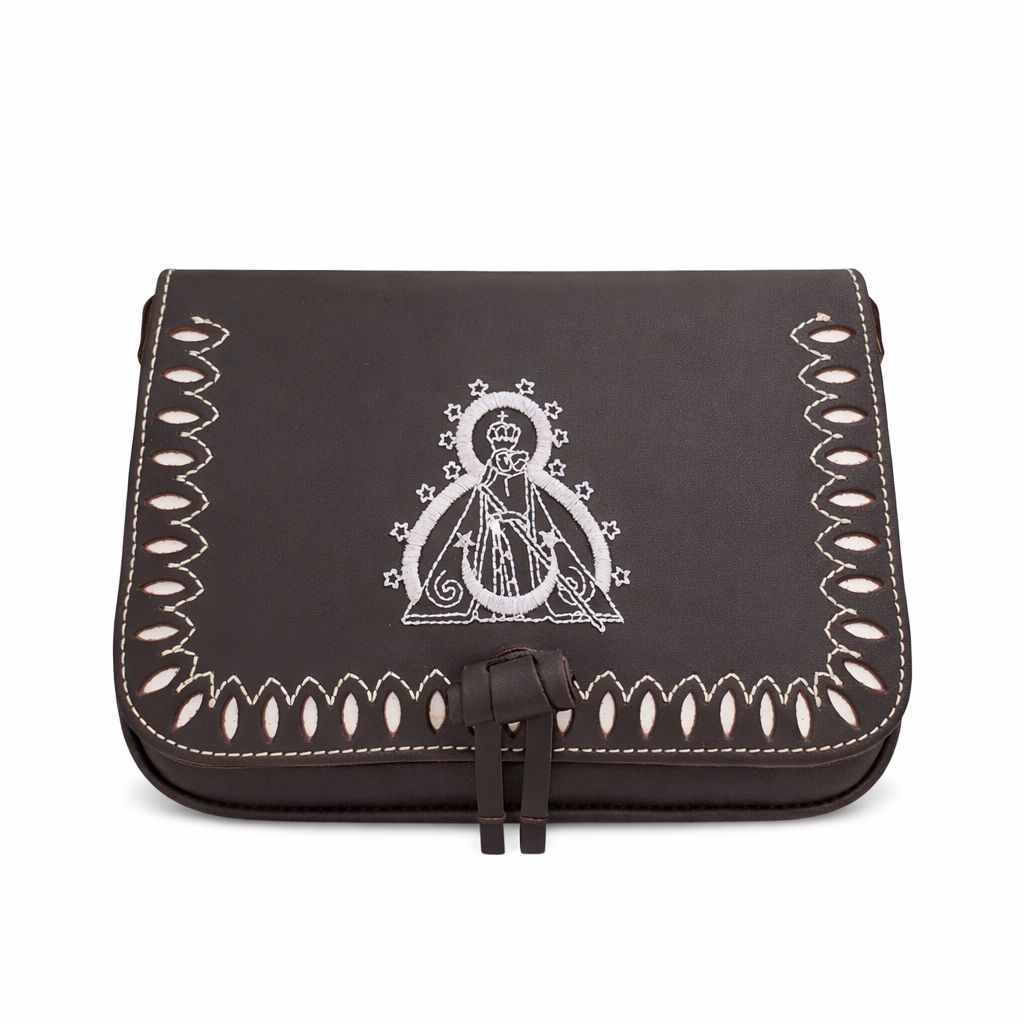 Bolso piel bordado virgen de la cabeza