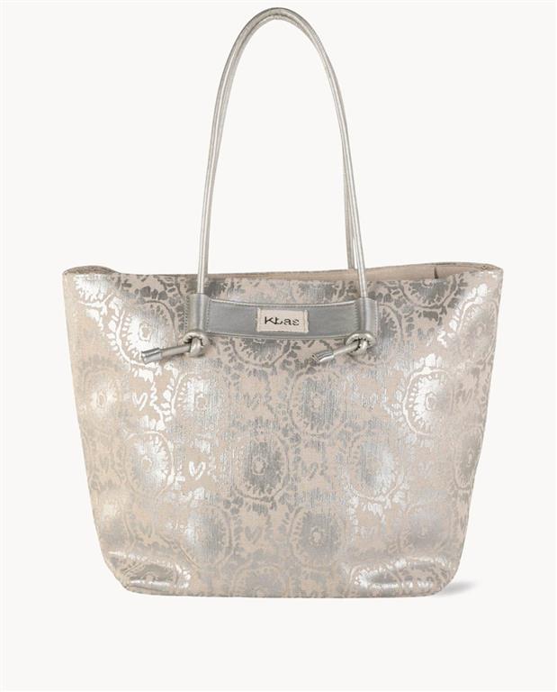 Bolso Playa Lona,Con Cremallera,Color plata