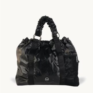 BOLSO TOTE DE NYLON METALIZADO COLOR NEGRO